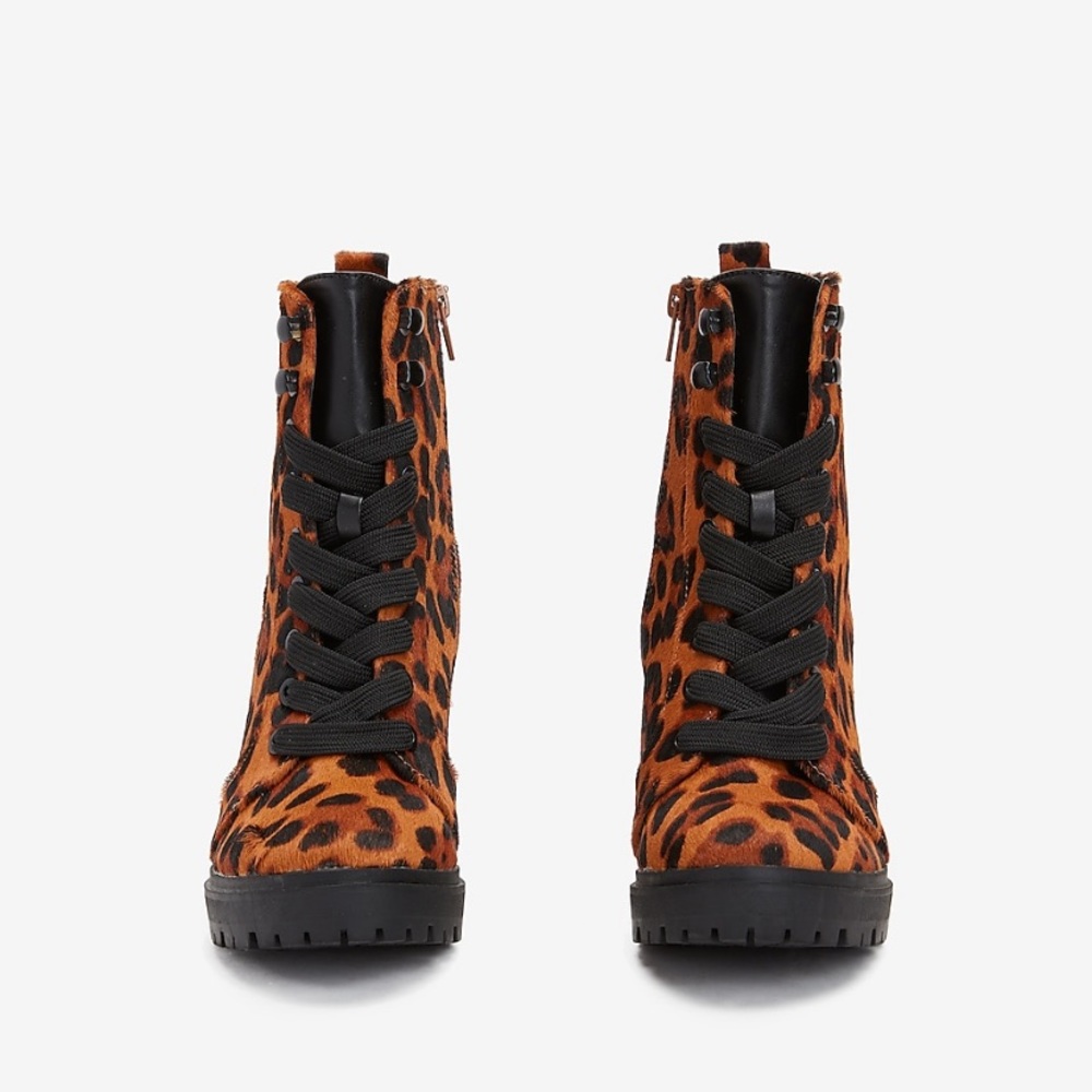 MAKE OFFER: Laced Up Leopard Boots - Picture 3 of 4